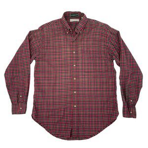 Vintage Madrigal Button Down Shirt Mens M Medium Red Plaid Long Sleeve Made USA